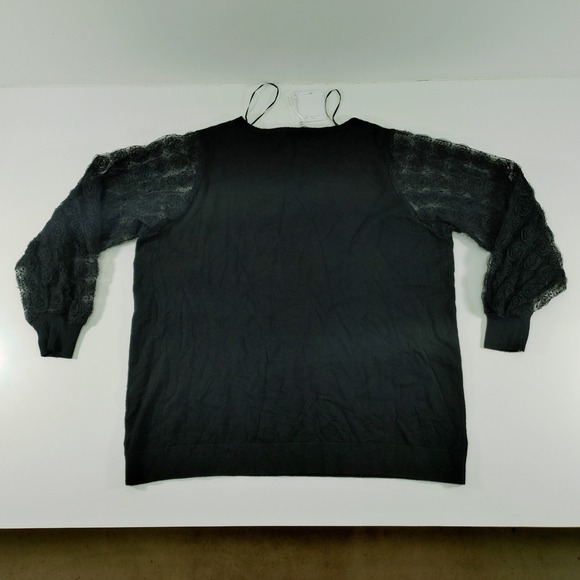Sioni Milano Black Lace Sleeve Pullover Top Plus Size 1X New with Tags - Picture 2 of 8